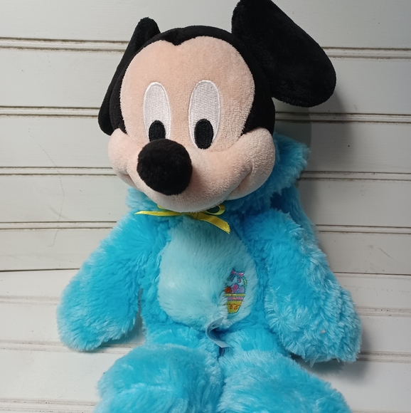 Disney Store Original Mickey Mouse Easter Bunny Blue Plush Stuffed rabbit. Condi - Picture 2 of 8
